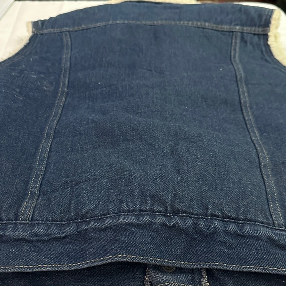 Vintage Sears Roebuck Western Wear Denim Sherpa Lined Snap Front Vest Men's 44R - Picture 12 of 13